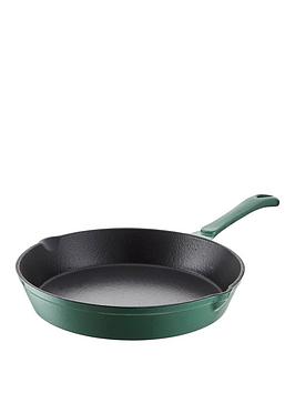 Tower Barbary &Amp; Oak 26 Cm Cast Iron Round Frying Pan In Verdigris Green