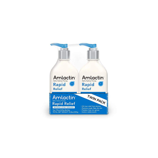 AmLactin Rapid Relief Restoring Lotion + Ceramides Twin Pack, (2) 7.9 Ounce Bottles, Paraben Free (0781712890)