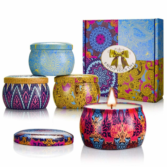 Scented Candles Gift Sets,YMing 4-Pack Travel Tin Gift Pack Tin Candles 4.4 Oz,Suitable for Stress Relief and Aromatherapy,Prefect for Bath Yoga...