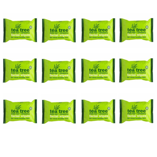 Tea Tree Daily Use Cleansing Facial Face Make Up Wipes (12 x 25 Packs)