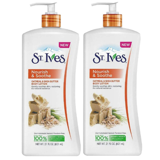 St. Ives Nourish & Soothe, Oatmeal & Shea Butter Body Lotion 21 oz (Pack of 2)