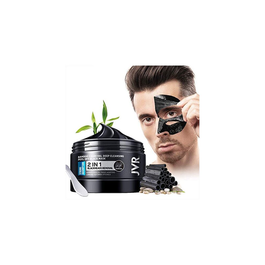 JVR Blackhead Remover Mask for Men, Bamboo Charcoal Peel Off Black Mask, Purifying & Deep Cleansing for All Skin Types 120g