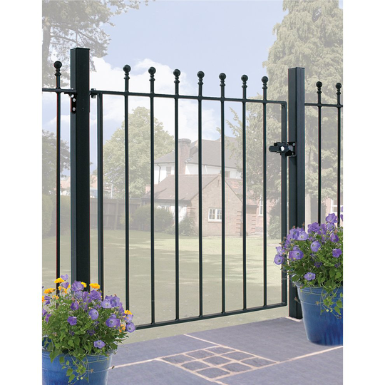 (914mm Gap (Galvanised)) Manor Single Ball-Top Wrought Iron Gate