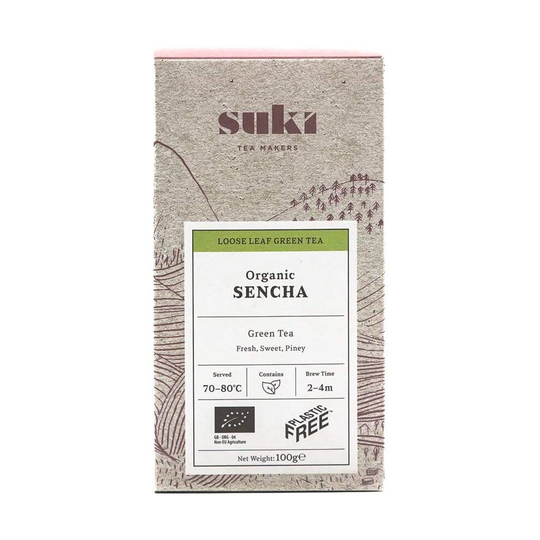 Suki Tea Organic Green Tea Sencha - 100g Pack of Loose Leaf Chinese Green Tea - Light, Smooth & Fresh - With Antioxidants - High Quality, Great Taste