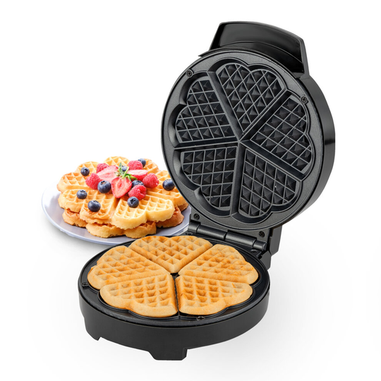 Geepas Waffle Maker Nonstick 5 Heart Belgian Waffle Iron Machine 1000W