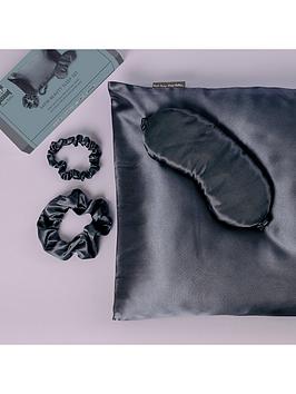 Rest Easy Sleep Better Four Piece Satin Sleep Set - Grey