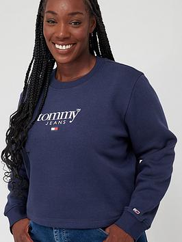 Tommy Jeans Curve Relaxed Essential Crew Neck Sweater - Blue