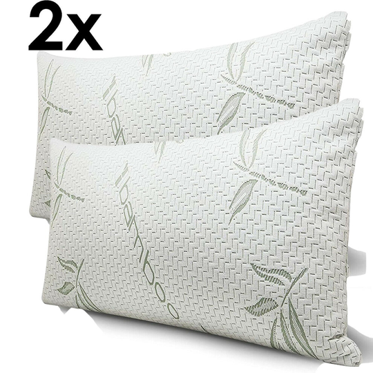 2 x Luxury Bamboo Hollowfiber Pillow Orthopedic Head Neck Back Sleep Support