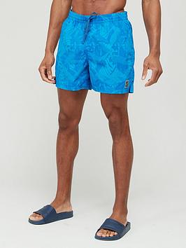 Nike Swim Collage Icon 5 Inch Volley Shorts - Blue