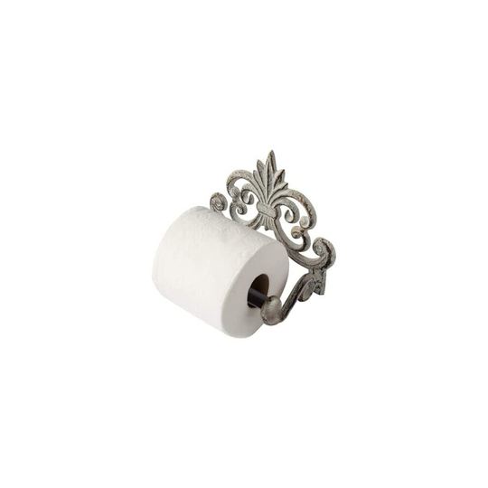 Comfify Fleur De Lis Cast Iron Toilet Paper Roll holder - Cast Iron Wall Mounted Toilet Tissue Holder - European Vintage Design - 17.2 x 16 x 10.