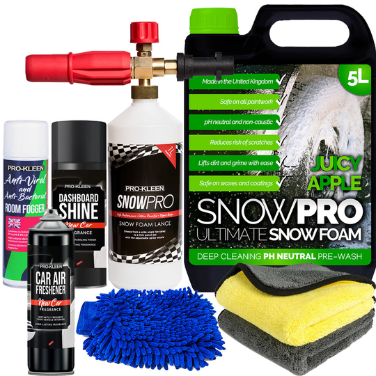 (Apple, New Car Fragrance) SnowPro Snow Foam Shampoo Car Detailing Kit