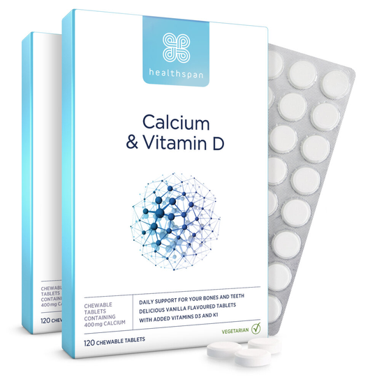 Healthspan Calcium & Vitamin D, 240 Chewable Tablets, Vegetarian