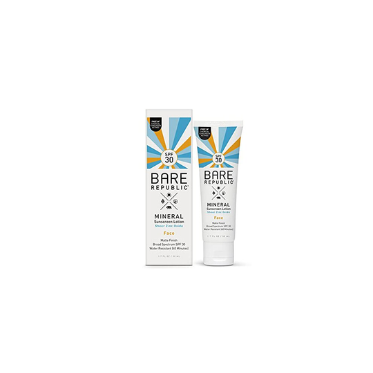Bare Republic Mineral Sunscreen & Sunblock Face Lotion with Zinc Oxide, Broad Spectrum SPF 30, Reef Friendly, 1.7 Fl Oz