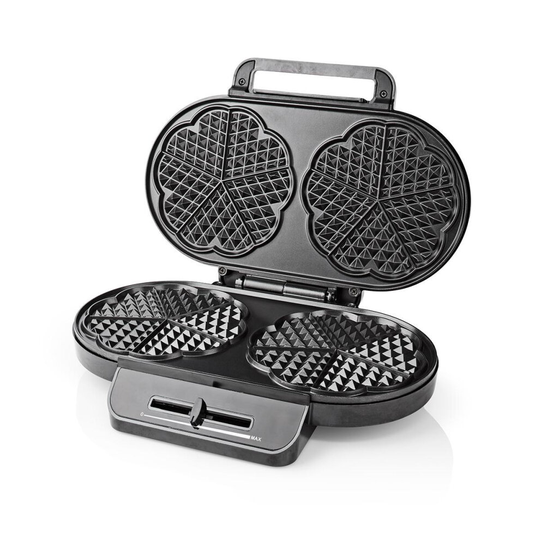 Waffle Maker Machine Dual 14cm Heart Shape Slice Non Stick Iron Press 1200W