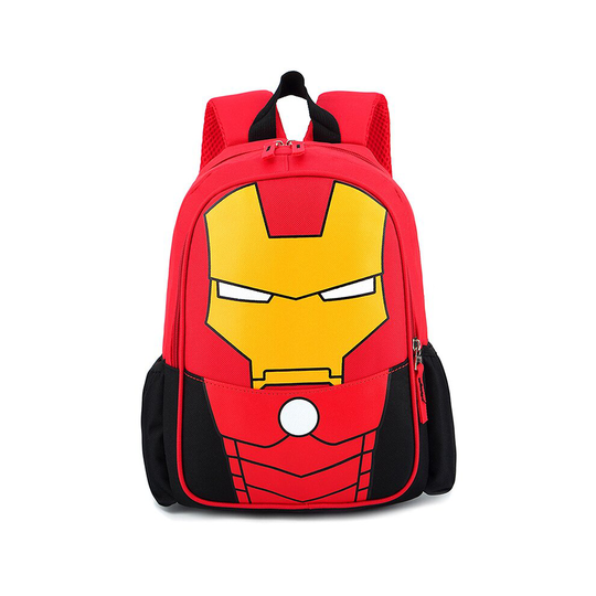 (Iron Man - Red) Kids Superhero Backpack Spiderman Superman School Book Bag Rucksack