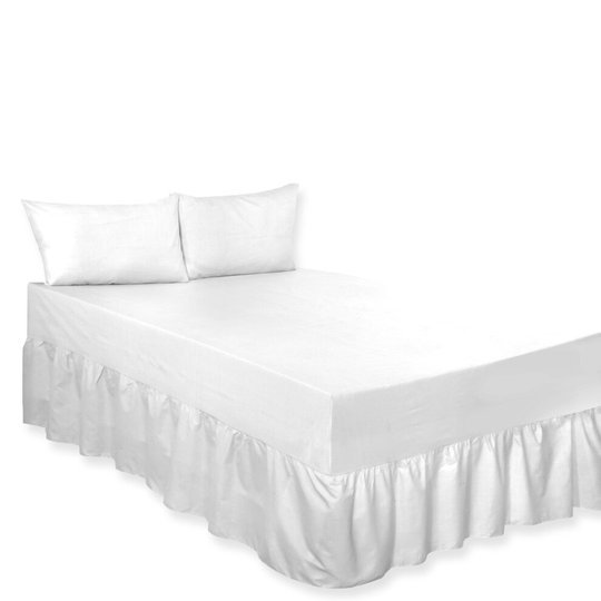 (Fitted Valance Sheet White Single) Premium Percale Polycotton Plain Fitted Valance Sheets. Colourful Bedding Ideal for Bed Room Home Décor Sheets.