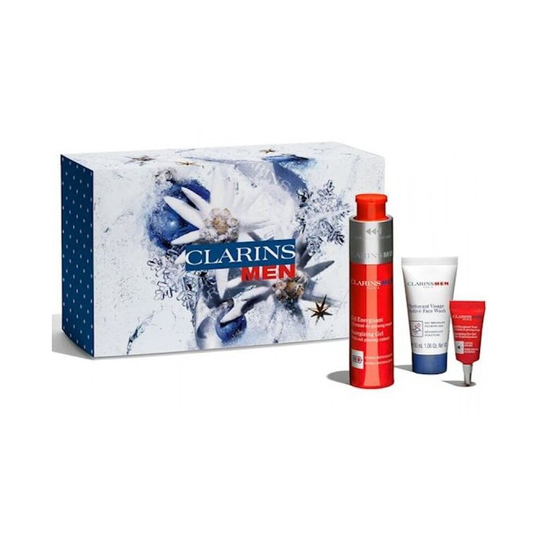 Clarins Men Energizing Essentials Set Gel 50ml, Face Wash 30ml and Eye Gel 3ml