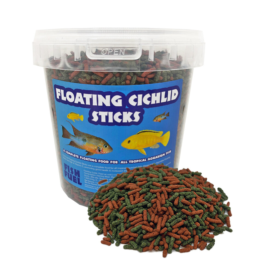 (x2) Floating Cichlid Sticks 1 Litre Bucket Aquarium Food, Cichlid Pellets