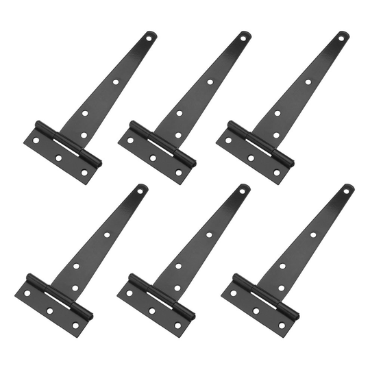 Door Black Finish Tee Hinges 6 Inch Cabinet Shed Door & Gate T Hinge