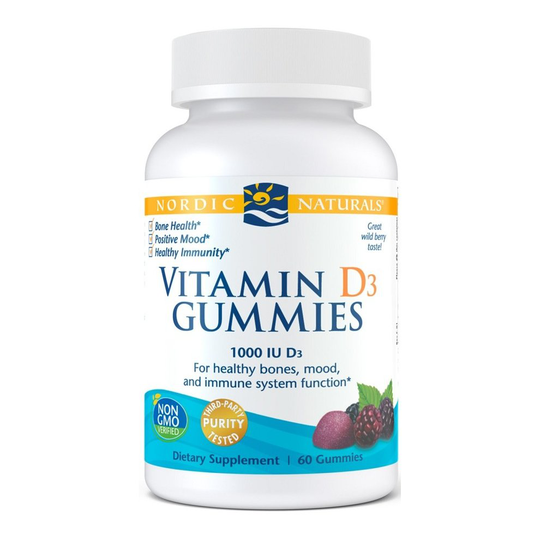 Nordic Naturals Vitamin D3 Gummies, 1000 IU, Wild Berry, 60 gummies