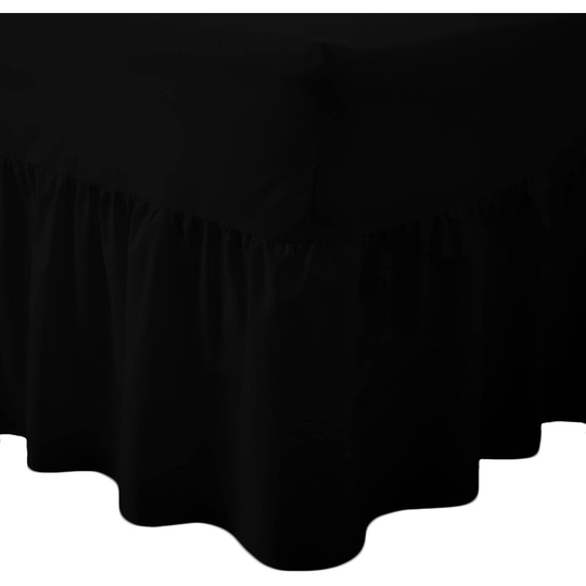 (4FT Small Double, Black) Luxury Percale Fitted Valance Sheet Non Iron Sheet