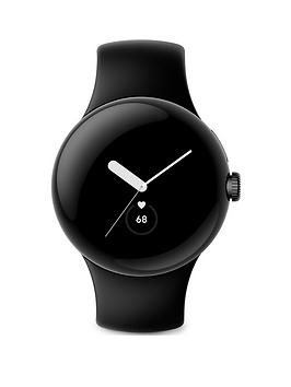Google Pixel Watch, Matte Black Stainless Steel Case, Active Band In Obsidian