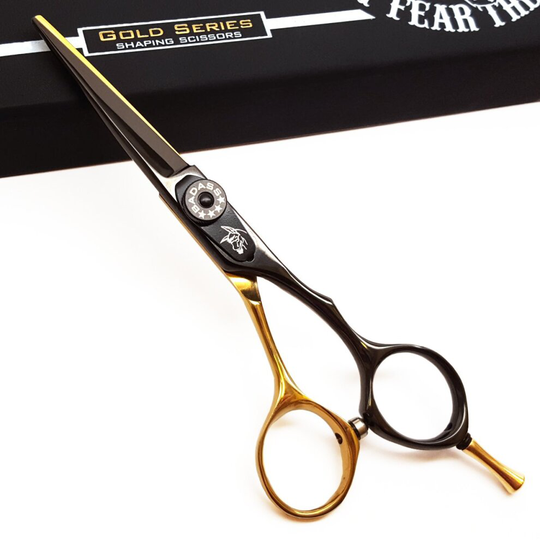 Badass Beard Care Gold Series Barber Quality Beard Shaping Scissors - 5.25 inches Long, Surgical Grade Stainless Steel (HRC 59-61), Hand Adjustable Te