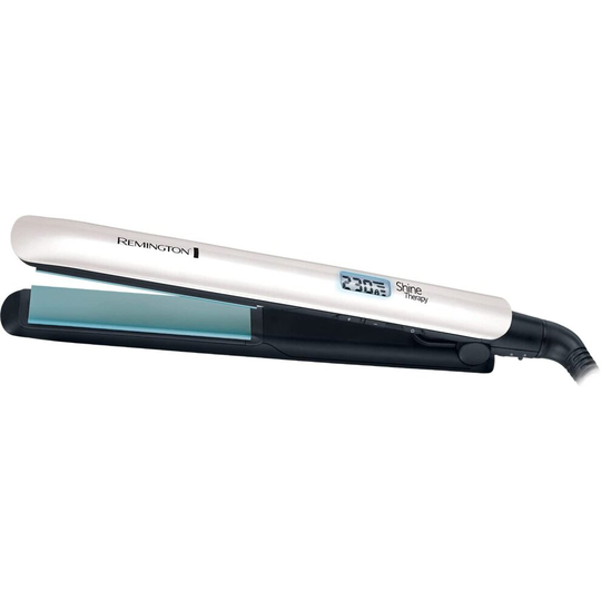 (Slim Hair Straightener) Remington Shine Therapy Advanced Ceramic Hair Straighteners with Morrocan Argan Oil for Improved Shine - S8500, Black/ Silver