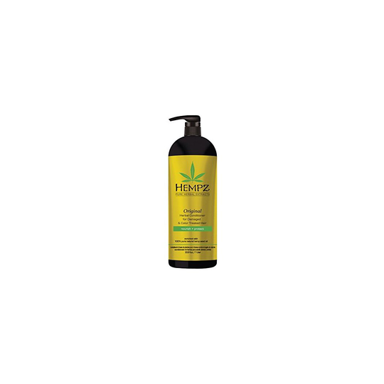 Hempz Original Herbal Conditioner for Damaged and Color Treated Hair, White, Floral/Banana, 33.8 Fluid Ounce (1 Liter)