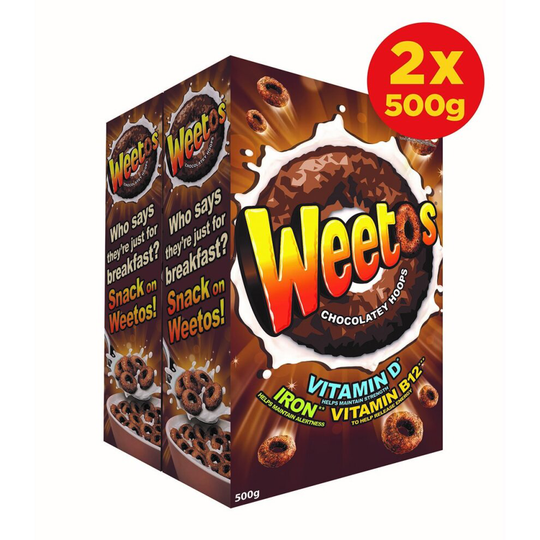 Weetos Chocolatey Hoops Breakfast Cereal Wholegrain Weetabix 2 x 500g