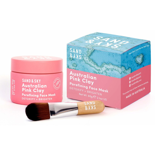 Sand & Sky Australian Pink Clay Porefining Face Mask with BONUS Face Mask Brush