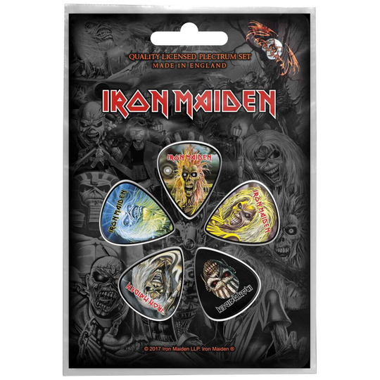 Iron Maiden Guitar Pick Plectrum Pack X 5 The Faces Of Eddie new Official