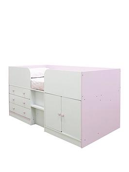 Very Home Peyton Kids Cabin Bed with Drawers, Cupboard and Mattress Options (Buy and SAVE!) - Cabin Bed Only, Pink