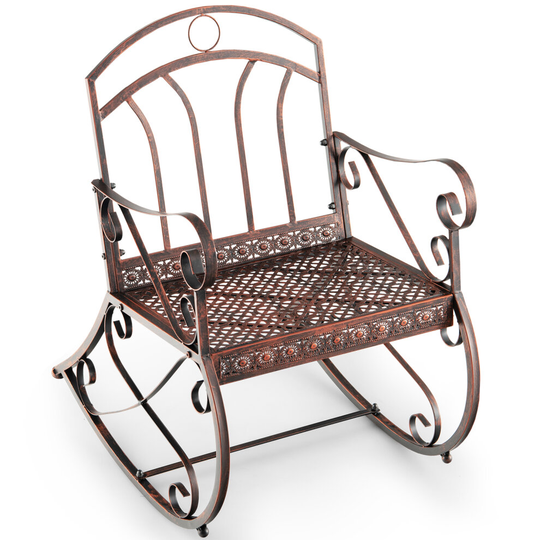 Patio Rocking Chair Outdoor Steel Rocker Seating Elegant Rocking Chair