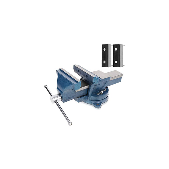 Navaris Bench Vice 6-inch - Heavy Cast Iron Vice for Workbench with 360 Degree Swivel, Includes Soft Jaws for Holding Wood and Plastic - XL (150m