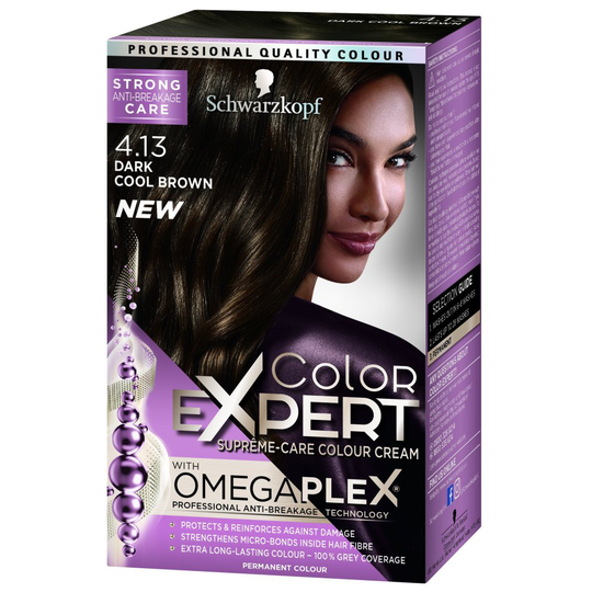 Schwarzkopf Colour Expert Omegaplex Hair Dye, Number 4.13, Dark Cool Brown
