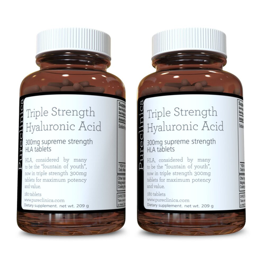 Hyaluronic Acid 300mgx360 tablets(2 bottles of 180 tablets)(6 months supply). Triple Strength Hyaluronic Acid 300% stronger than any other HLA tablet