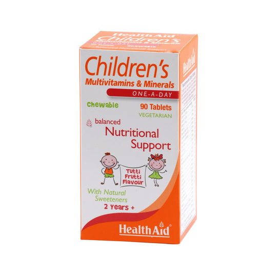 Health Aid Children's MultiVitamin + Minerals, Chewable (Tutti-fruity Flavour), 90 Tablets