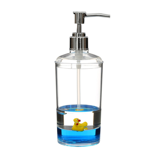 Premier Housewares Soap Dispenser / Acryllic Clear Blue / Shampoo Dispenser / Hand Soap Dispenser with Floating Duck - 300ml