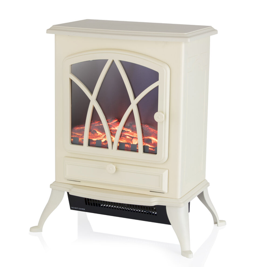 Warmlite WL46018C Stirling 2KW LED Log Effect Fire Stove, Cream