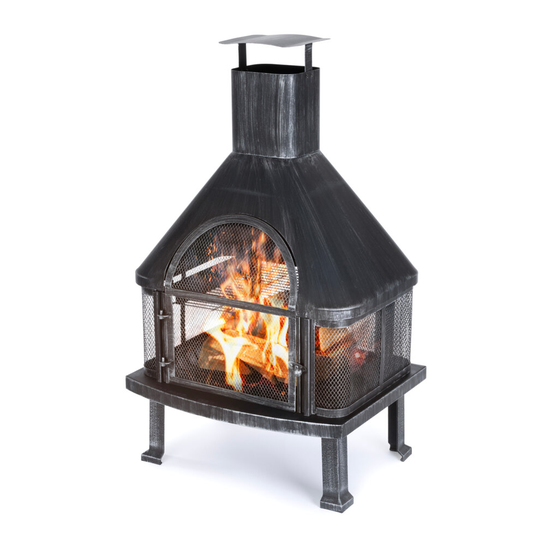 LIVIVO Black Cast Iron Garden Chimenea - Wood-Burning Patio Heater and Log Fire Pit