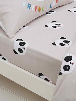 Born To Be A Panda’s Friend Organic Cotton Fitted Sheet, Multi, Size Double