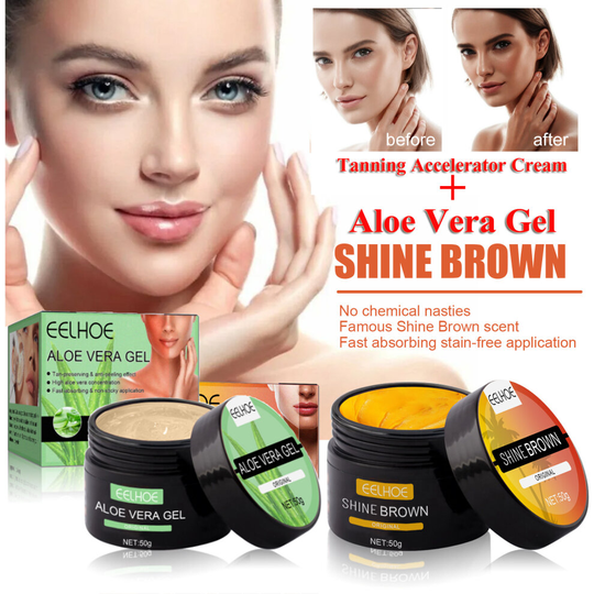 Shine Brown Premium Tanning Accelerator Cream After Sun Aloe Vera Gel