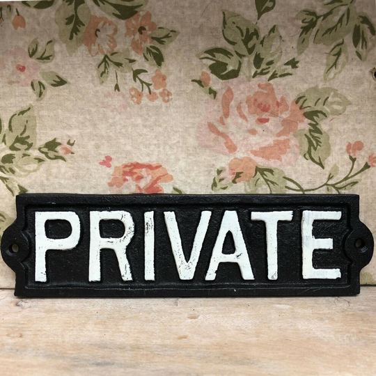 Black Cast Iron Private Sign