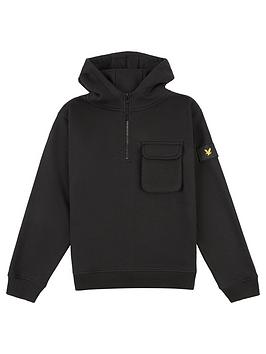 Lyle & Scott Boys Pocket Quarter Zip Hoodie - Black