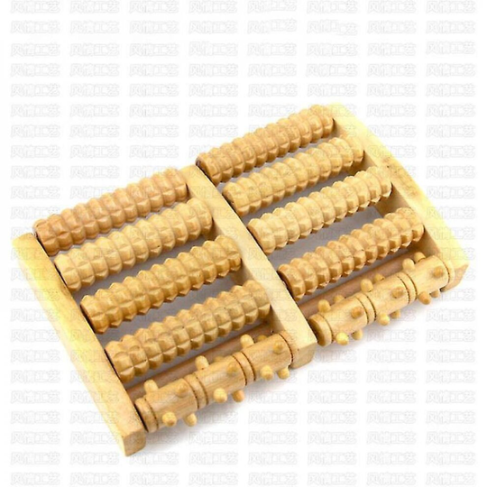 Dual Wooden Foot Massager Roller Relieves Plantar Fasciitis Heel Arch Pain Stress