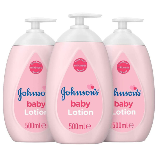 JOHNSON'S Baby Lotion Multipack - Gentle and Mild for Delicate Skin and Everyday Use - 24h Moisturisation - 3 x 500 ml