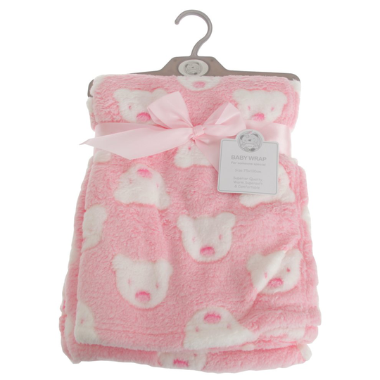 (75 x 100cm, Pink) Snuggle Baby Bear Face Baby Wrap