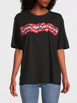 Love Moschino Striped Logo T-Shirt - Black