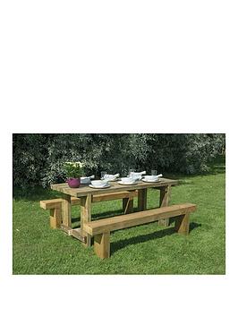 Forest Refectory Garden Table And 2 Benches - 1.8M